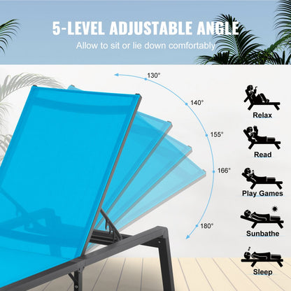 6151 - Foldable Aluminum Chaise Lounge with 5 Adjustable Positions