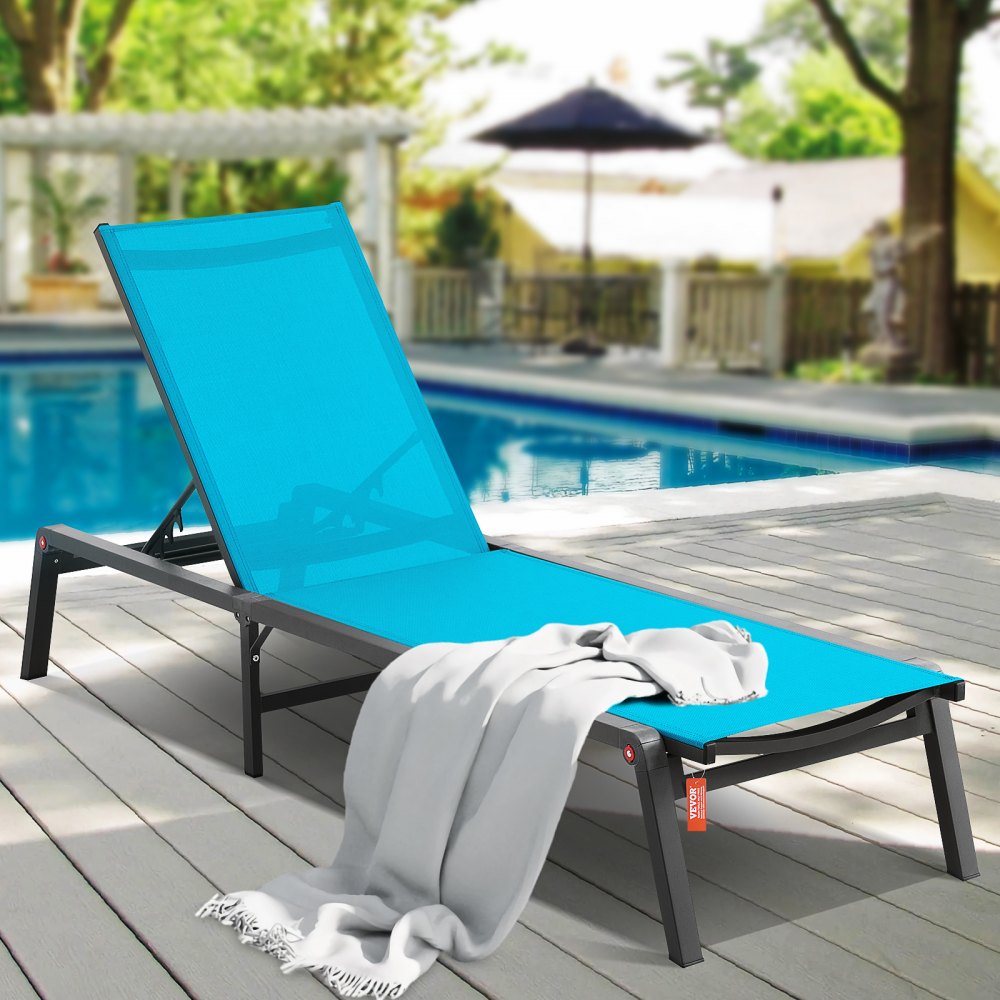 6151 - Foldable Aluminum Chaise Lounge with 5 Adjustable Positions