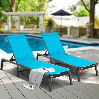6151 - Adjustable 5-Position Aluminum Chaise Lounge Chair for Outdoor Relaxation