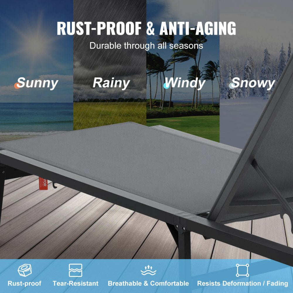 6151 - Adjustable 5-Position Aluminum Outdoor Chaise Lounge Chair