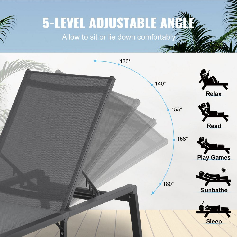 6151 - Adjustable 5-Position Aluminum Outdoor Chaise Lounge Chair