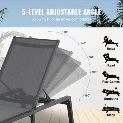 6151 - Adjustable 5-Position Aluminum Outdoor Chaise Lounge Chair