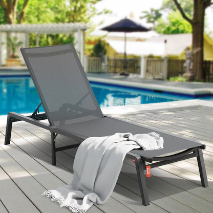 6151 - Adjustable 5-Position Aluminum Outdoor Chaise Lounge Chair