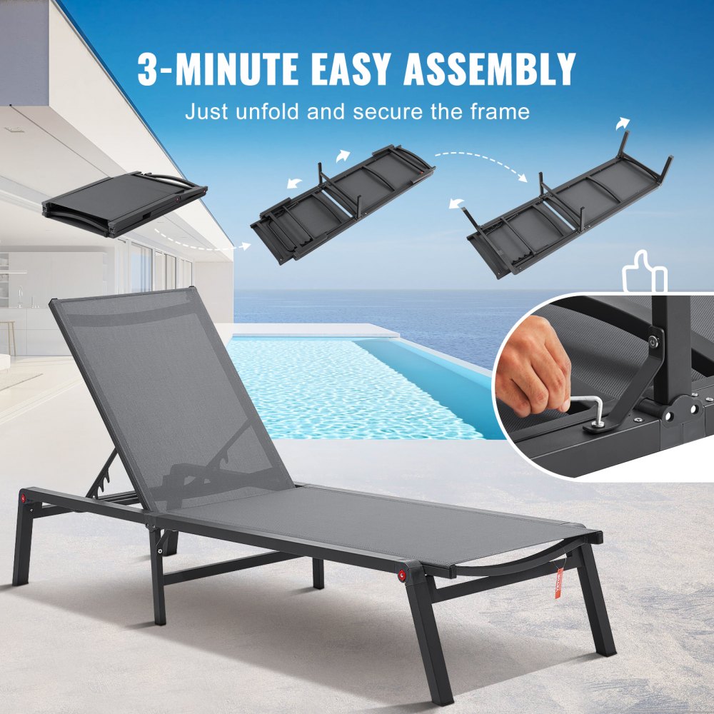 6151 - Lightweight Adjustable 5-Position Lounge Chair for Outdoor Comfort