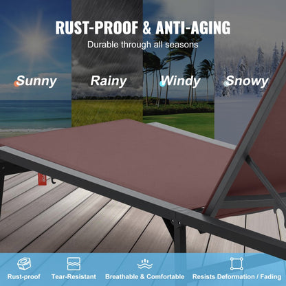 6151 - 5-Position Adjustable Aluminum Outdoor Lounge Chair, Waterproof & Durable