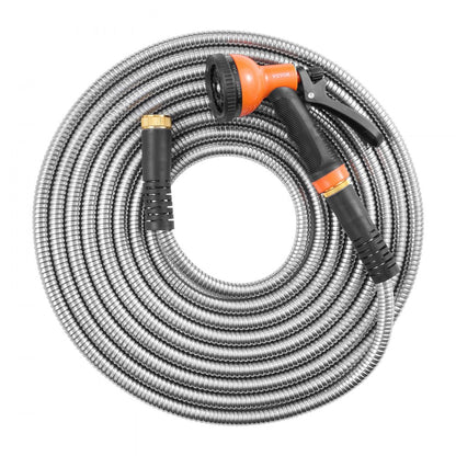 FH-SS06 - 200 ft Stainless Steel Kink-Free Garden Hose with Nozzle