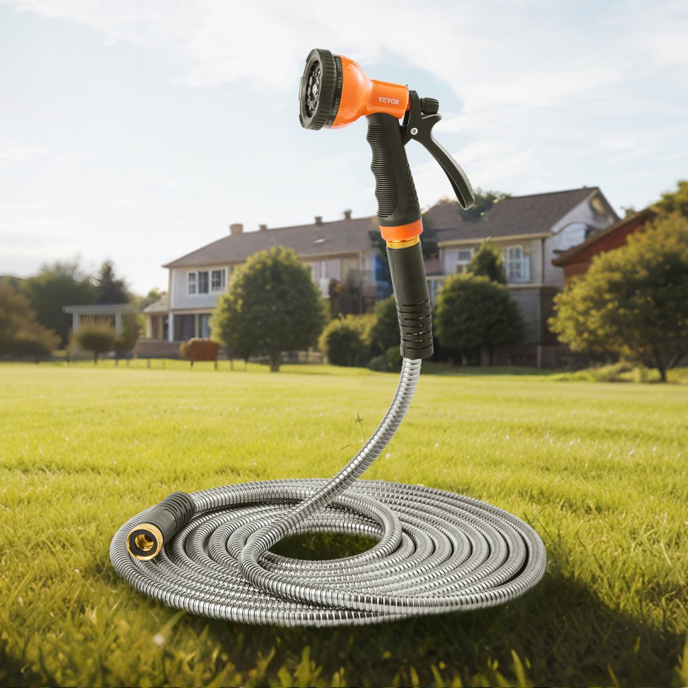 FH-SS01 - 25 ft Stainless Steel Hose with 10-Pattern Nozzle