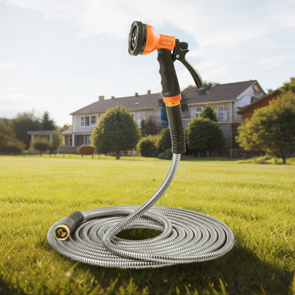 FH-SS01 - 25 ft Stainless Steel Hose with 10-Pattern Nozzle