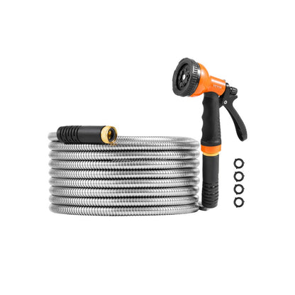 FH-SS01 - 25 ft Stainless Steel Hose with 10-Pattern Nozzle