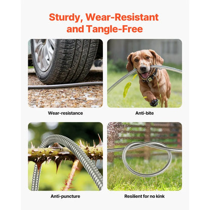 FH-SS03 - 75 ft Heavy Duty Stainless Steel Garden Hose with 10-Pattern Nozzle