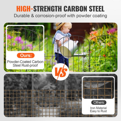610x330-10 - 24" High Metal Garden Fence with Spike Spacing for Pets