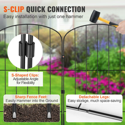 610x330-10 - 24" High Metal Garden Fence with Spike Spacing for Pets