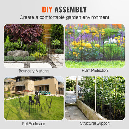 610x330-10 - 24" High Metal Garden Fence with Spike Spacing for Pets