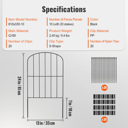 610x330-10 - 24" High Metal Garden Fence with Spike Spacing for Pets