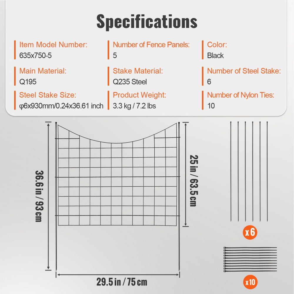 635x750-5 - 36.6in Metal Garden Fence for Pets and Plants