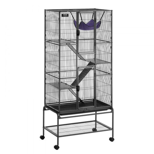 JM-XC-085 - 4-Tier 30" Metal Ferret Cage with Wheels & Storage Tray