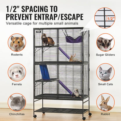 JM-XC-084 - 64.6" Metal 4-Tier Ferret Cage with Ramps & Hammock