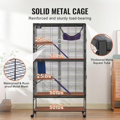 JM-XC-084 - 64.6" Metal 4-Tier Ferret Cage with Ramps & Hammock