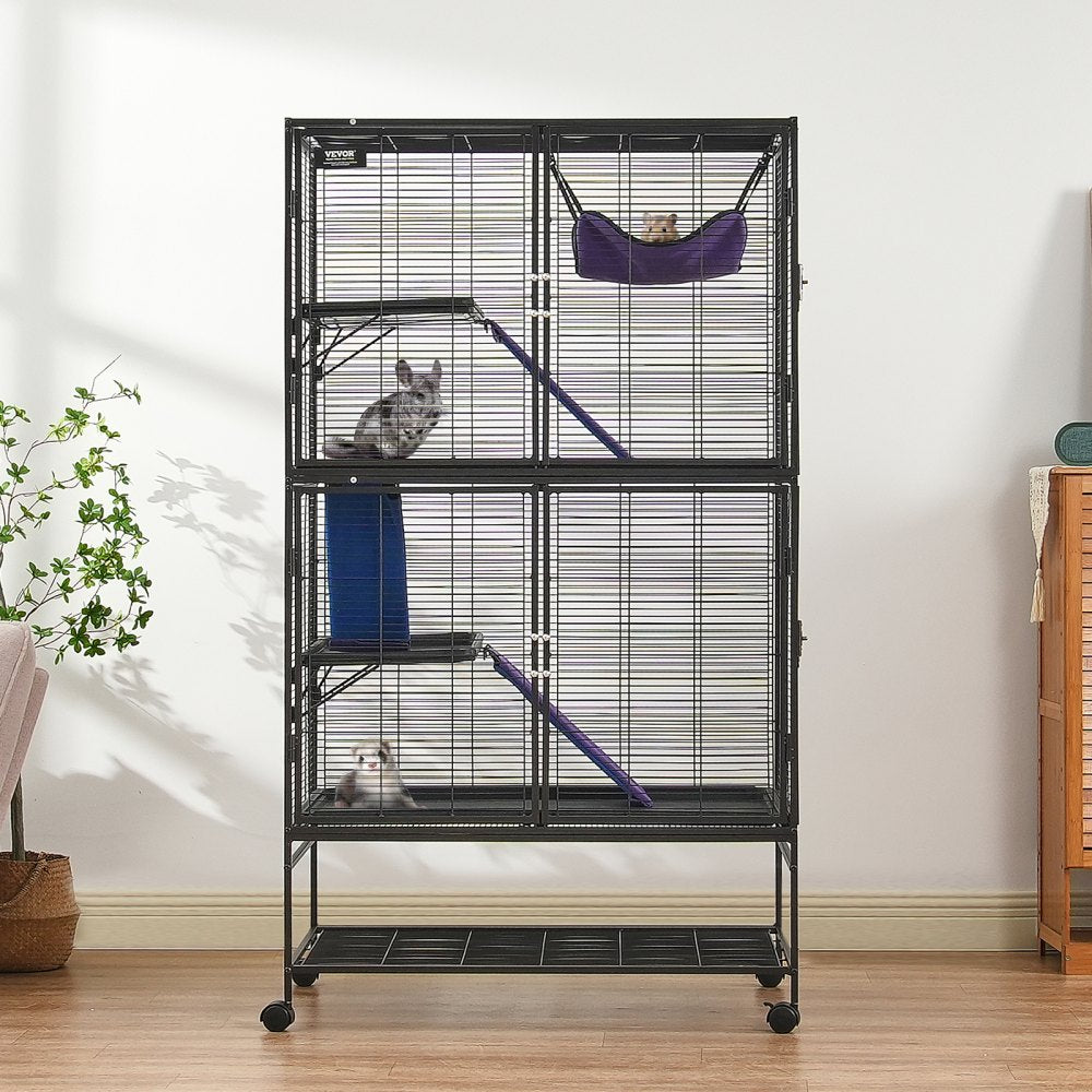 JM-XC-084 - 64.6" Metal 4-Tier Ferret Cage with Ramps & Hammock