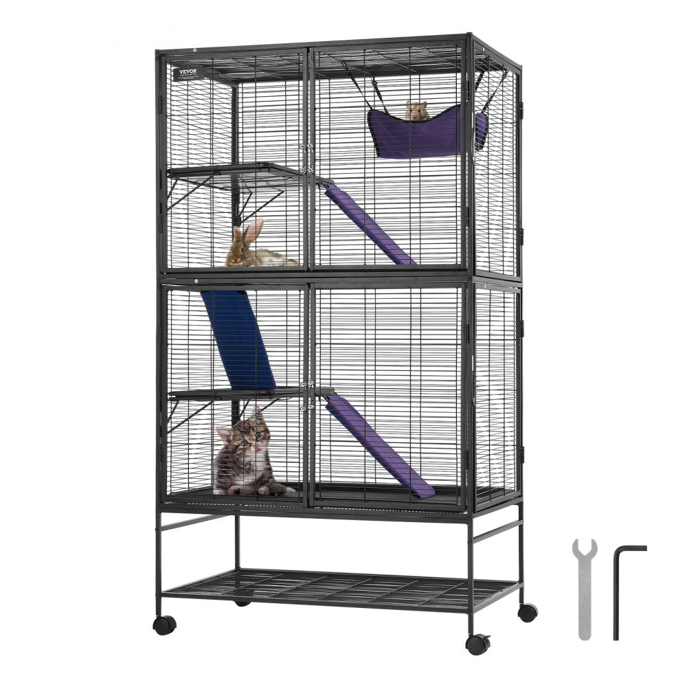 JM-XC-084 - 64.6" Metal 4-Tier Ferret Cage with Ramps & Hammock