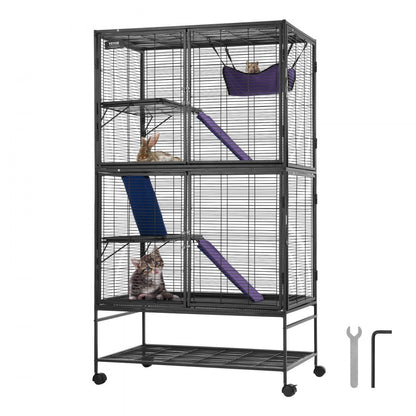 JM-XC-084 - 64.6" Metal 4-Tier Ferret Cage with Ramps & Hammock