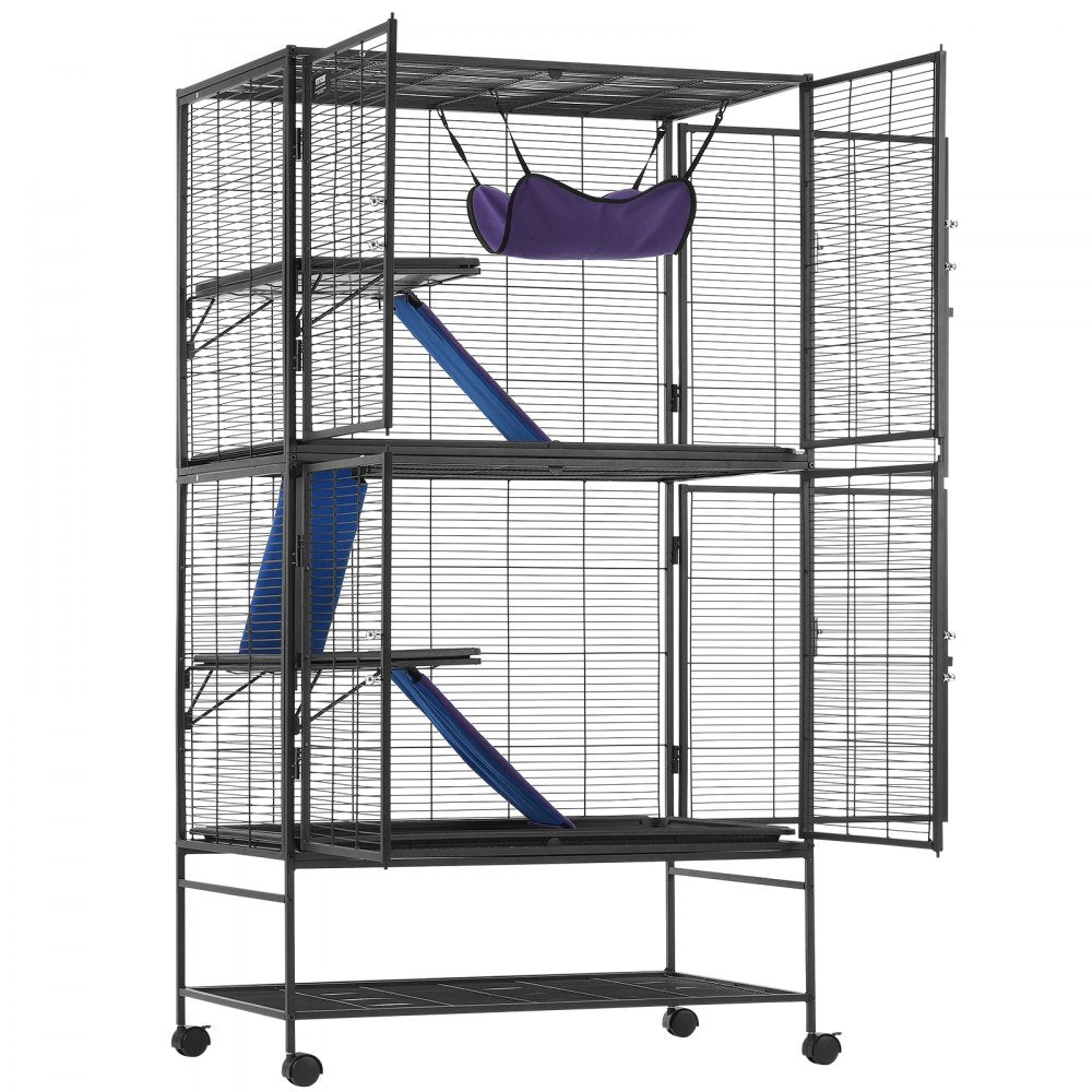 JM-XC-084 - 64.6" Metal 4-Tier Ferret Cage with Ramps & Hammock