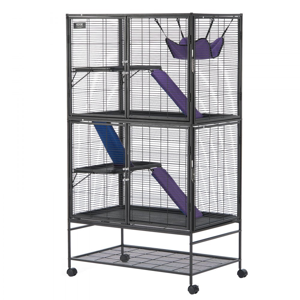JM-XC-084 - 64.6" Metal 4-Tier Ferret Cage with Ramps & Hammock