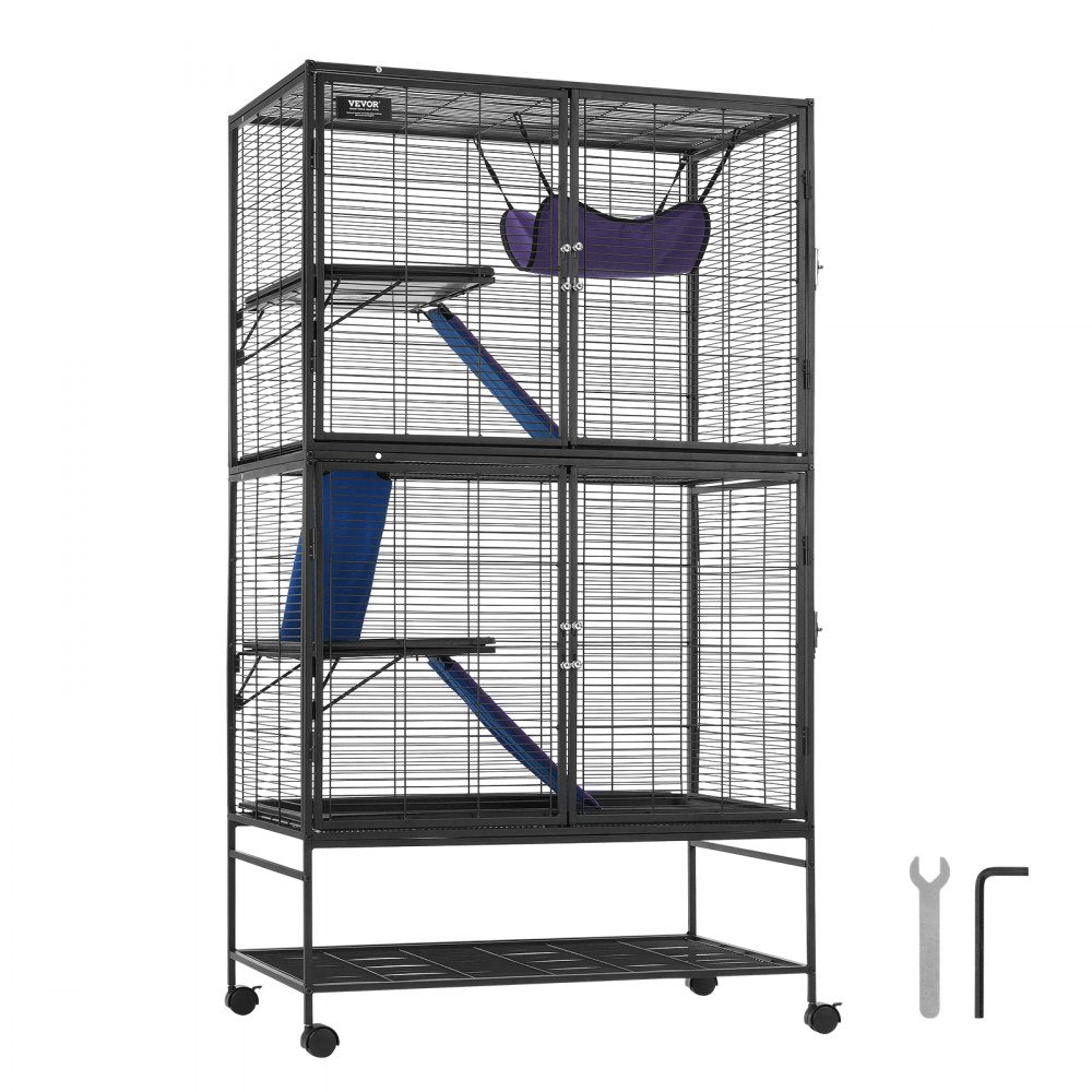 JM-XC-084 - 64.6" Metal 4-Tier Ferret Cage with Ramps & Hammock