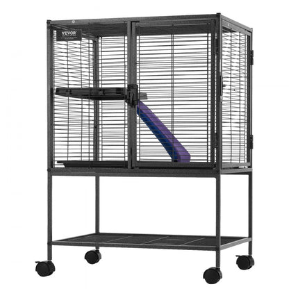 JM-XC-081 - 24"x17.3"x34" 2-Tier Metal Ferret Cage with Rolling Base