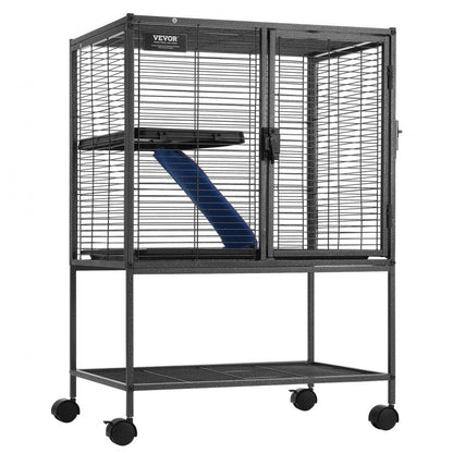 JM-XC-081 - 24"x17.3"x34" 2-Tier Metal Ferret Cage with Rolling Base