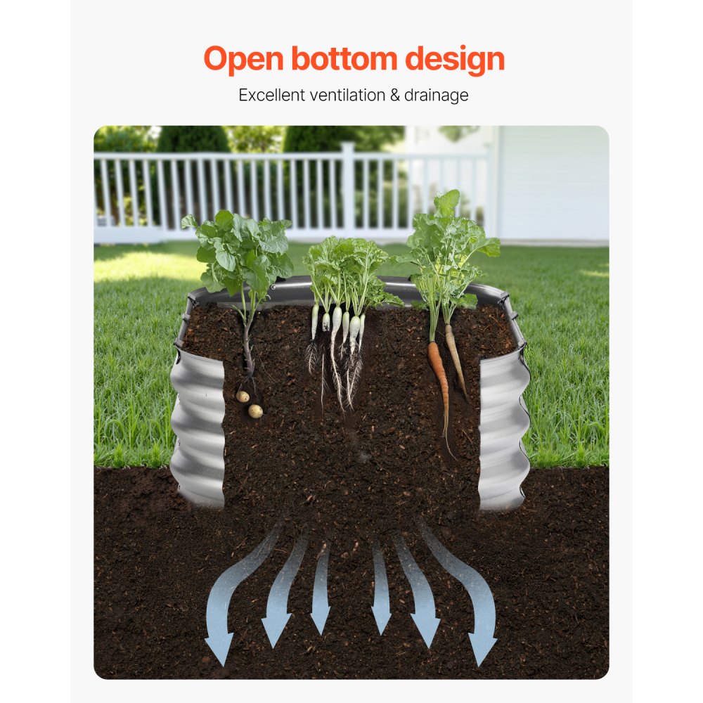 GM61003-120X60X27CM - Sturdy 4x2 ft Metal Raised Garden Bed with Gloves