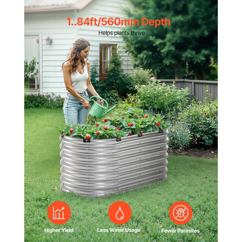 GM61003-120X60X57CM - 4x2 ft Rust-Resistant Metal Raised Garden Bed for Planting