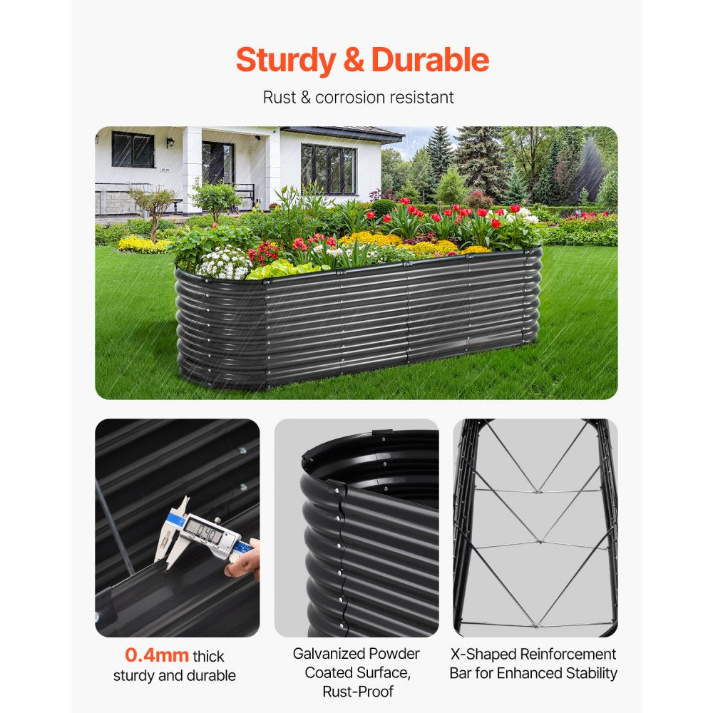 GM61003-240X60X57CM - 8x2ft Metal Raised Garden Bed for Deep-Rooted Plants