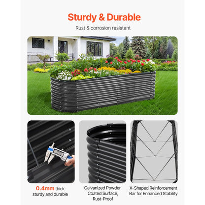 GM61003-240X60X57CM - 8x2ft Metal Raised Garden Bed for Deep-Rooted Plants