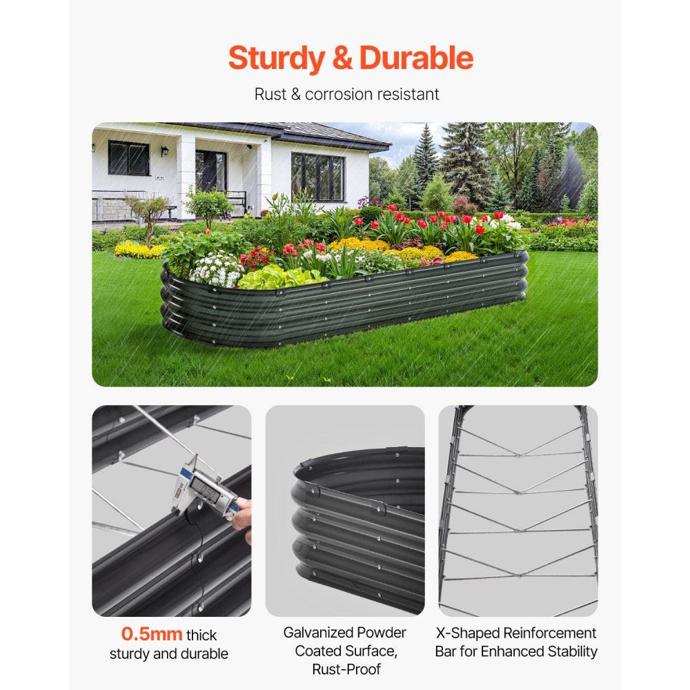GM61003-240X60X27CM - Durable 8x2 ft Metal Raised Garden Bed for Deep-Rooted Plants