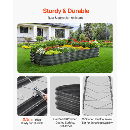 GM61003-240X60X27CM - Durable 8x2 ft Metal Raised Garden Bed for Deep-Rooted Plants