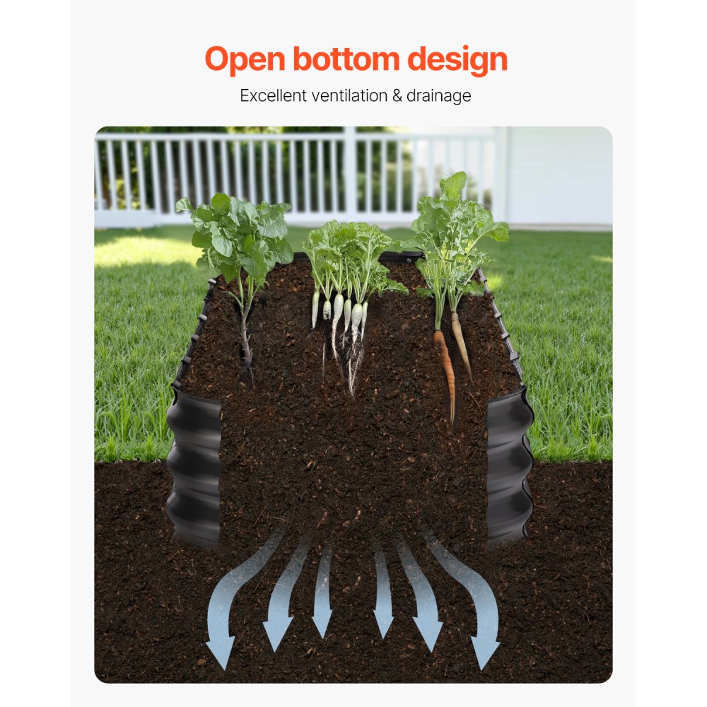 GM61003-240X60X27CM - Durable 8x2 ft Metal Raised Garden Bed for Deep-Rooted Plants