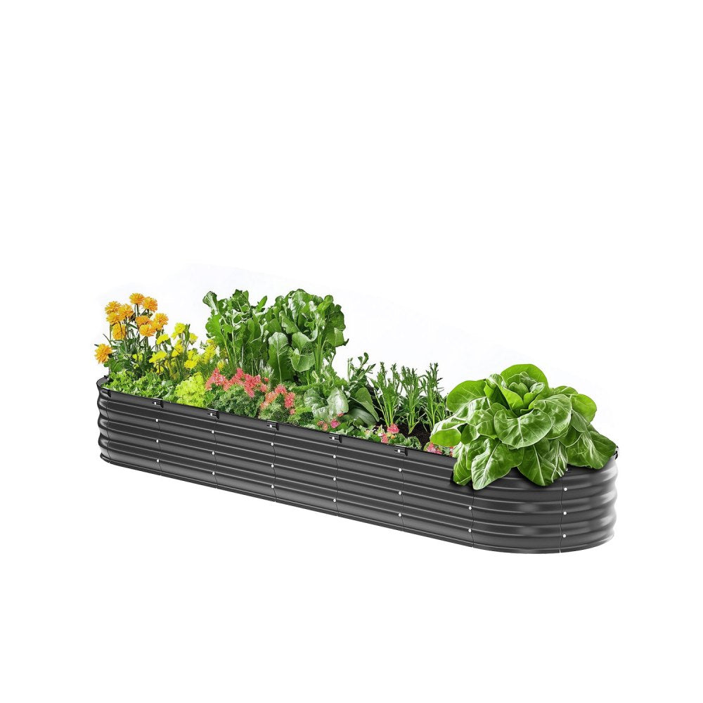 GM61003-240X60X27CM - Durable 8x2 ft Metal Raised Garden Bed for Deep-Rooted Plants