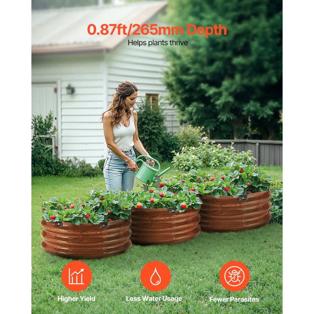 GM61003-60X60X27CM - Durable Metal Raised Garden Bed 60x60x27cm for Thriving Plants