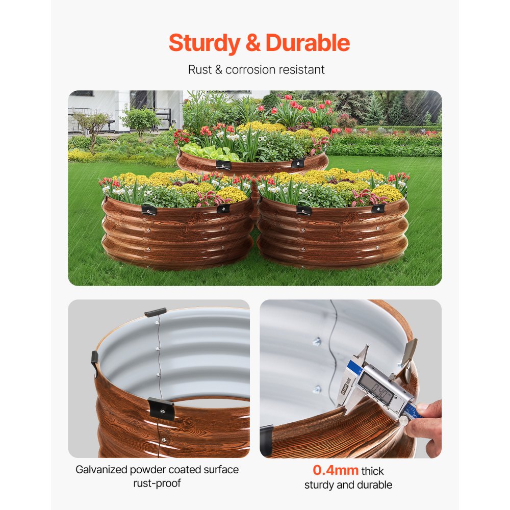 GM61003-60X60X27CM - Durable Metal Raised Garden Bed 60x60x27cm for Thriving Plants