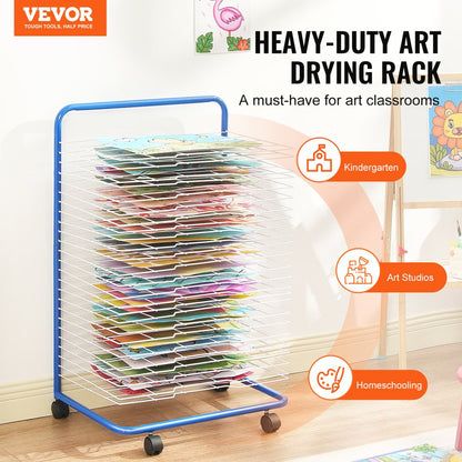 HS-LH3 - VEVOR Art Drying Rack with 25 Adjustable Shelves, All-Metal Design