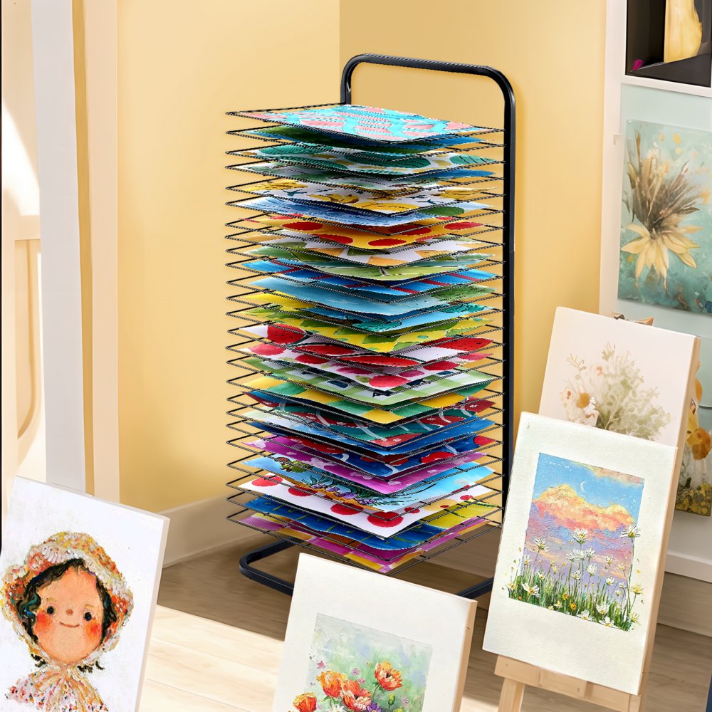 HS-LH1 - Metal Art Drying Rack with 25 Shelves & Wheels