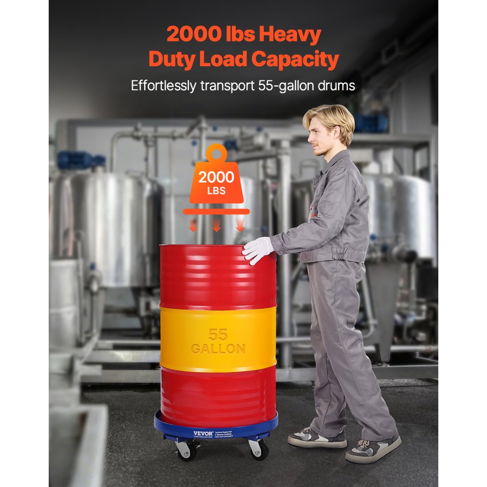 2000LB55-4 - 55-Gallon Drum Dolly with 2000 lb Capacity & 4 Casters
