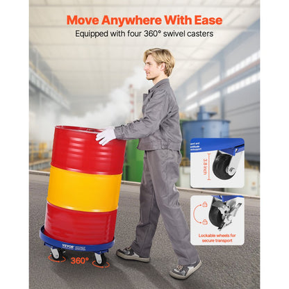 2000LB55-4 - 55-Gallon Drum Dolly with 2000 lb Capacity & 4 Casters