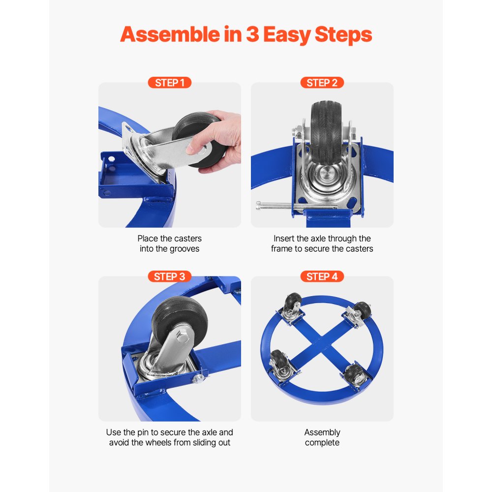 2000LB55-4 - 55-Gallon Drum Dolly with 2000 lb Capacity & 4 Casters