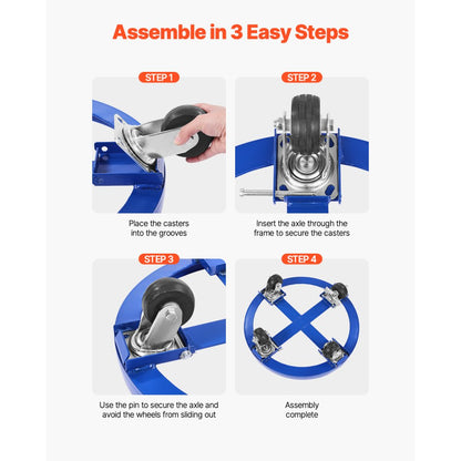 2000LB55-4 - 55-Gallon Drum Dolly with 2000 lb Capacity & 4 Casters