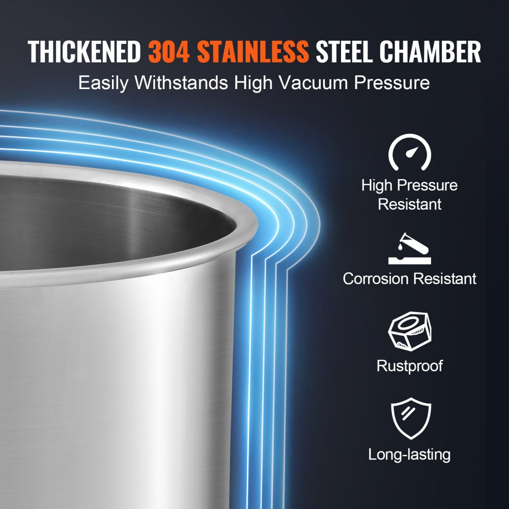 T3 - Durable 3 Gallon Stainless Steel Vacuum Chamber for Crafting