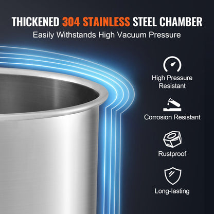T3 - Durable 3 Gallon Stainless Steel Vacuum Chamber for Crafting
