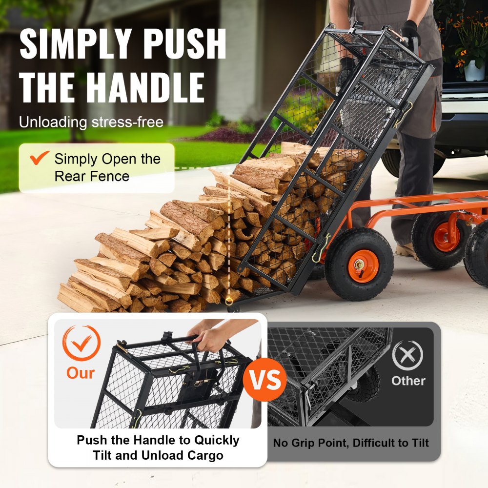 TC4206KB - 400 lbs Capacity Metal Dump Cart with 10" Wheels