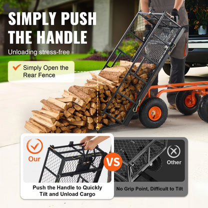 TC4206KB - 400 lbs Capacity Metal Dump Cart with 10" Wheels